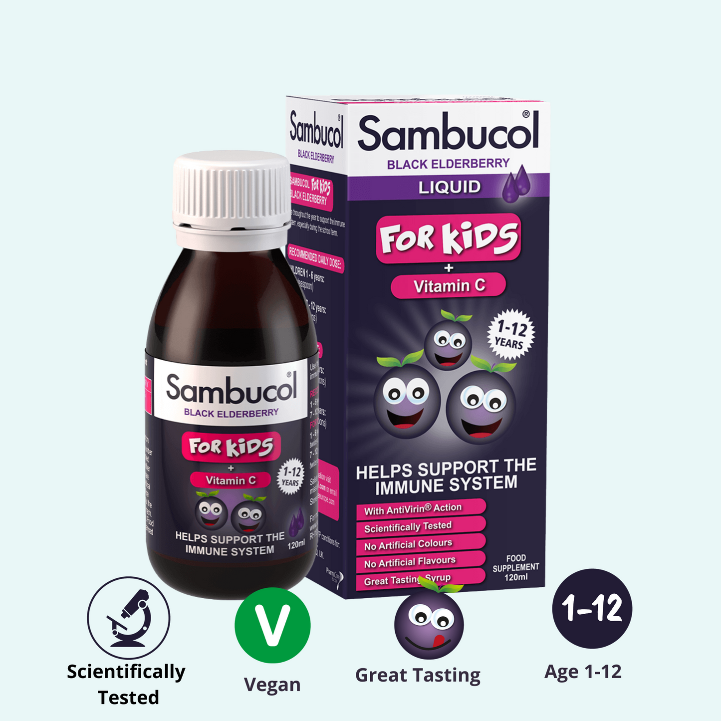 英國 Sambucol 兒童黑接骨木糖漿含維生素C (120ml)