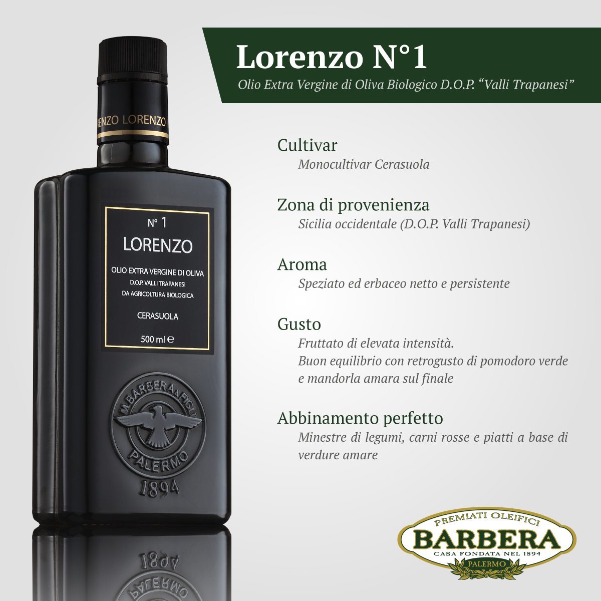 意大利Manfredi Barbera 羅倫索 - N°1 有機特純初榨橄欖油 (500ml)
