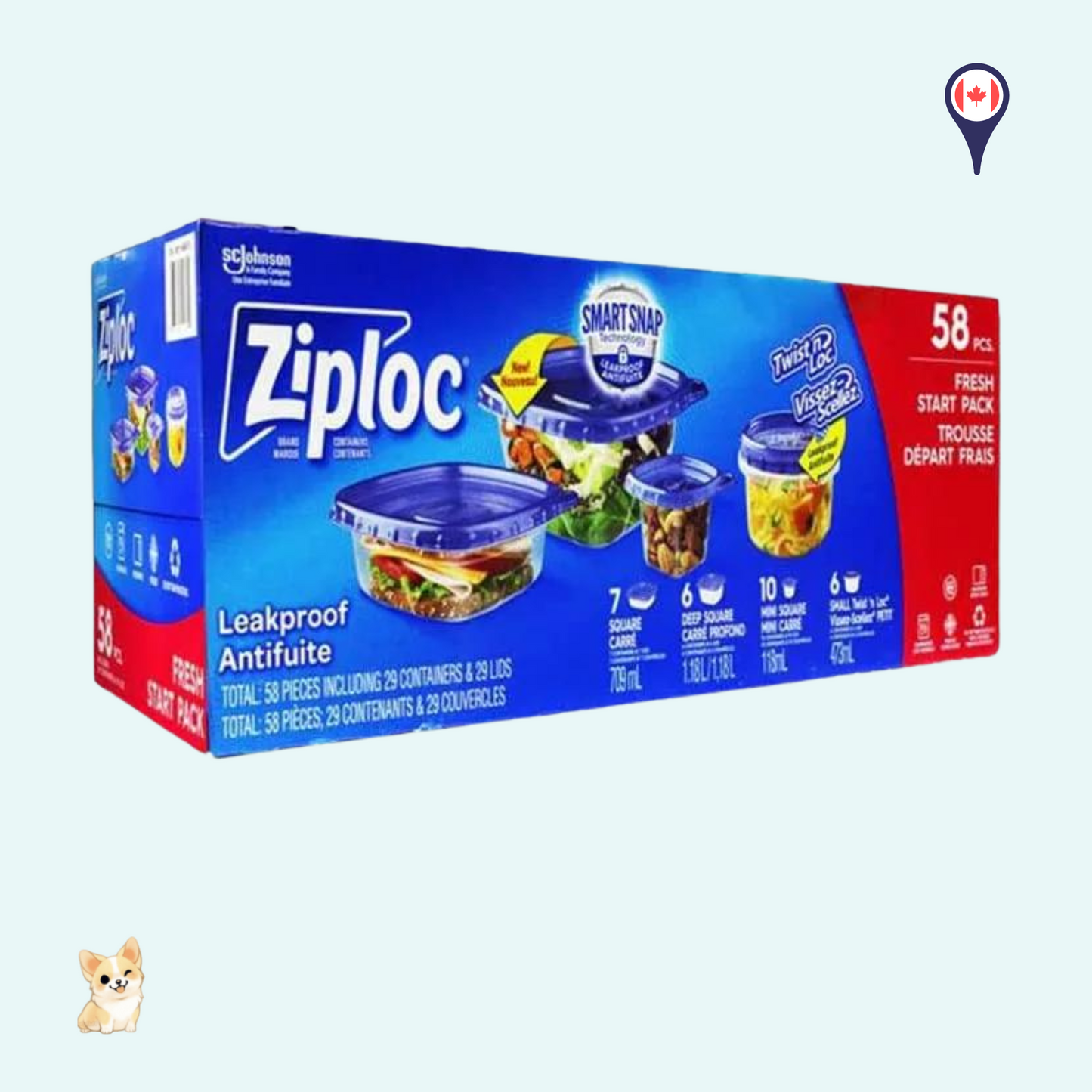 加拿大Ziploc 保鮮密實盒套裝 (58件)